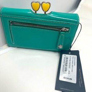 Ted Baker Jennar French Enamel Heart Wallet Turquoise Patent Leather MSRP $110